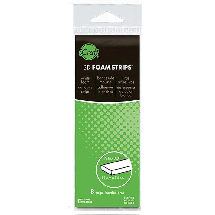 Therm-o-Web | iCraft 3D Double-Sided Adhesive Foam Strips (White), 1/2 in x 5.5 in