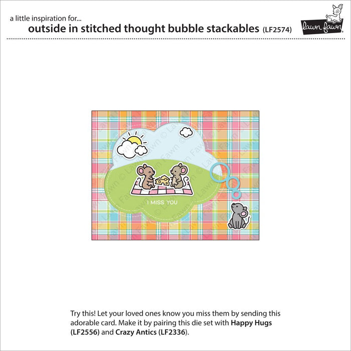 Lawn Fawn - Lawn Cuts - Outside In Stitched Thought Bubble Stackables