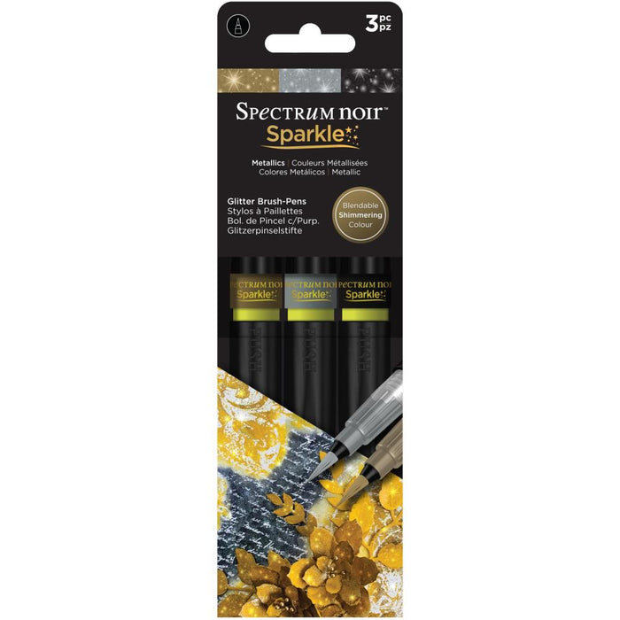 Spectrum Noir Sparkle Glitter Brush Pens 3/Pkg | Metallics