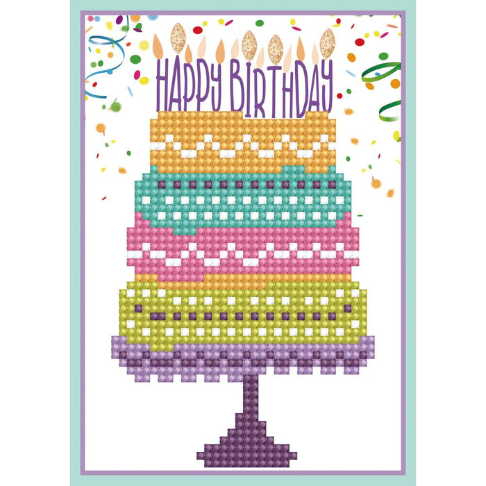 Diamond Dotz | Diamond Embroidery Facet Art Greeting Card Kit | Happy Birthday Cake