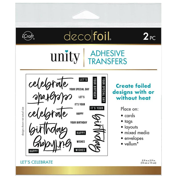 Deco Foil Adhesive Transfer Designs by Unity - Let's Celebrate