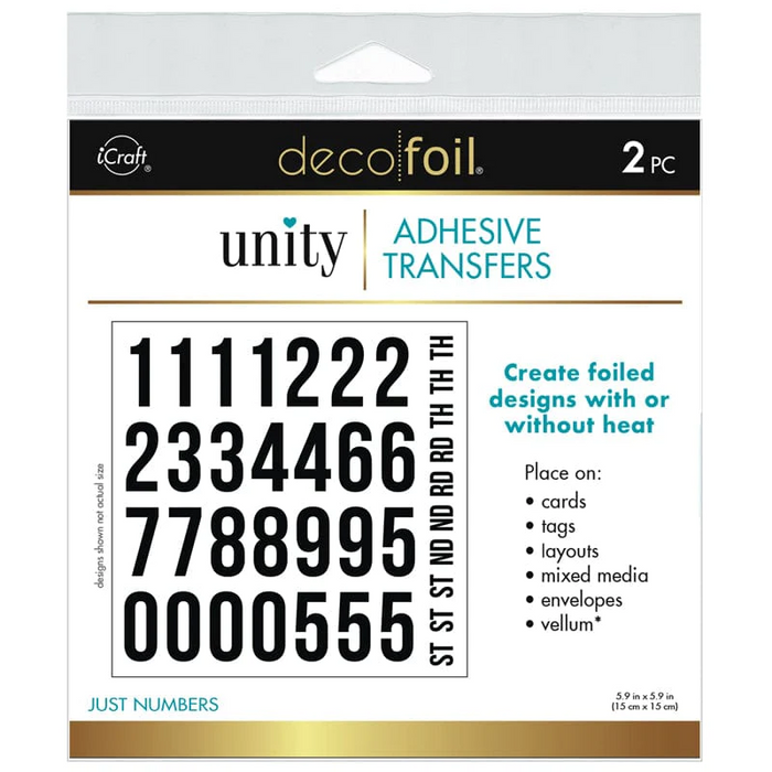 Deco Foil Adhesive Transfer Designs by Unity - Just Numbers